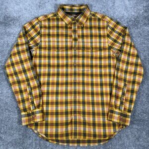 REI Shirt Men's Small Yellow Plaid Wallace Lake Flannel Button Up Outdoor Hiking